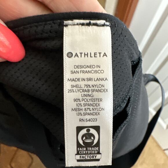 Athleta Mesh Front Sports Bra Racer Back Style Size Small Black - Picture 4 of 6